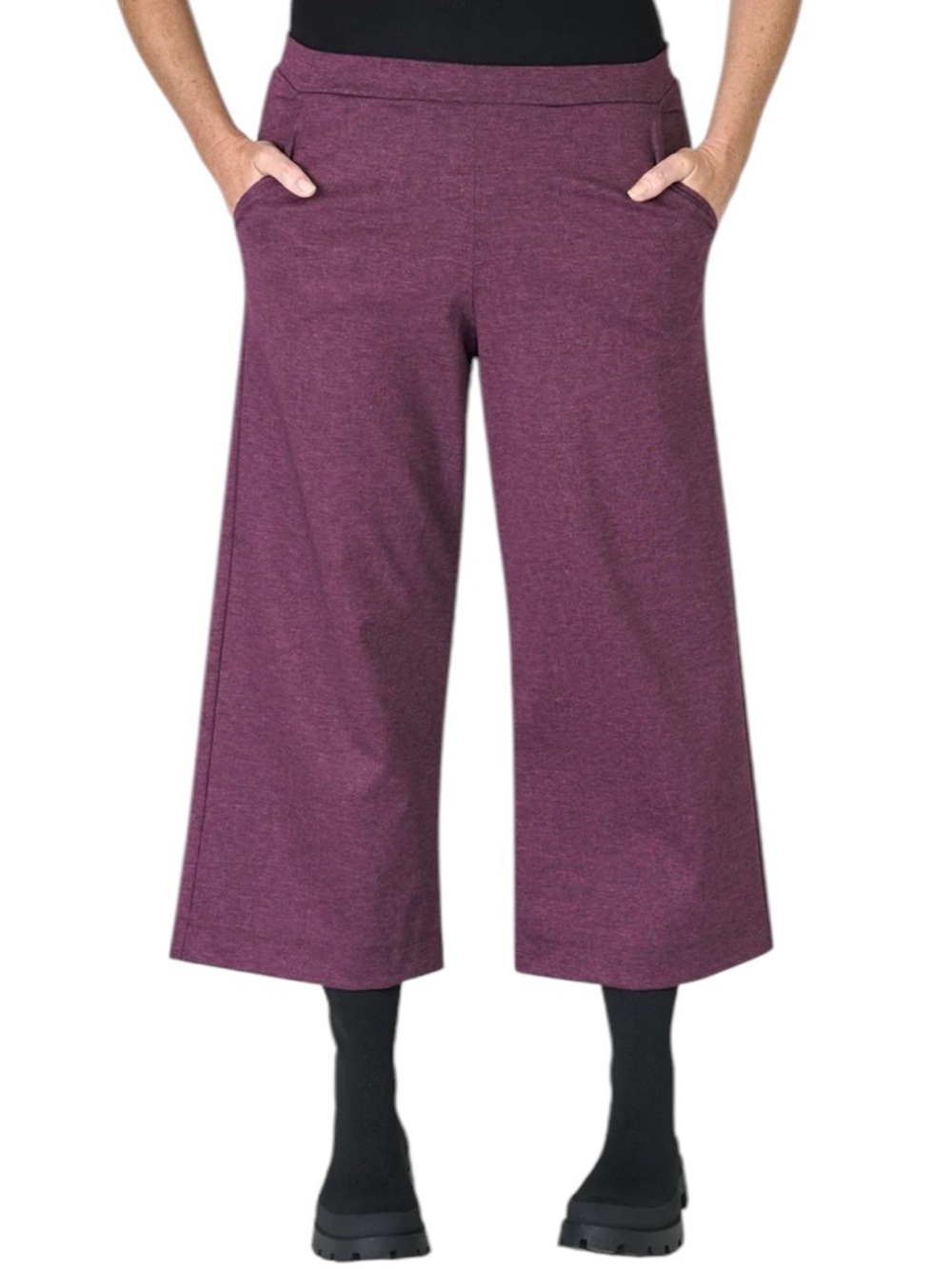 Alembika Folklore Easy Pants Plum Purple Wide Leg Crop Size 3 US 10 12 NWT